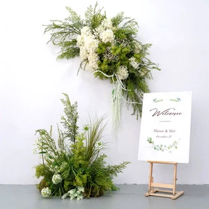 Green Silk Wedding Decoration Walkway Grass Outdoor Aisle Flower Table White Flower Runner Arrangement Ornaments Handmade