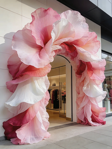 D359 Organza Giant Installation Wedding Entrance Stage Backdrop Decor Engagement Banquet Mall Window Display Art Installation