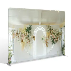 10X8FT Full-size Adjustable Aluminum Frame Tension Fabric Foldable Lightweight Portable Wedding Event Display Banner