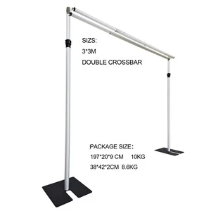 High Quality Telescopic Metal Frame 6-10FT Double Crossbar Portable Heavy Duty Adjustable Wedding Backdrop Flower Wall Stand