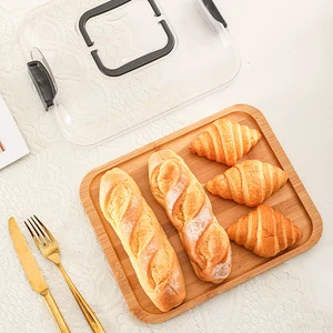 Bamboo Snack Tray Divided Charcuterie Board Serving Platter Food Storage Box Clear Lid Multi Compartment Tray