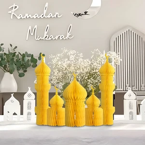 Ramadan Paper Honeycomb Festival Paper Ornaments with Magnets Eid Home Decorations