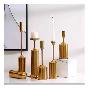 6 Pcs Thick Base Plating Household Ornament Metal Iron Candlestick Holders Candelabra Centerpiece Gold Taper Candle Stick Holder