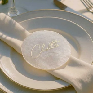 Custom Wedding Birthday Celebration Shells Place Name Card Personalized Name Shell Shape Guest Seating for Wedding Table Decor