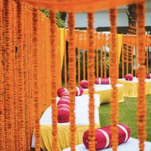 Indian Plastic Artificial Marigold Flower Garlands for Wedding Decor-Waterproof Long Life Indoor/Outdoor Use