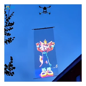 Flying LED Display Screen P15 P20 P25 Custom Foldable Banner Show Advertising Transparent Textile Flag Mesh Screen