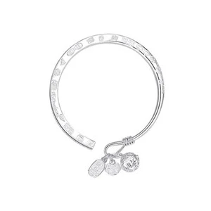 Unisex Lucky Peace Palace Bell Silver Bracelet Handmade Fashionable Bangles for Men and Women