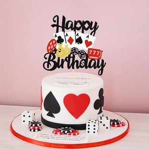 Casino Cake Topper Poker Game Happy Birthday Decorate Las Vegas Casino Night Theme Birthday Party Supplies