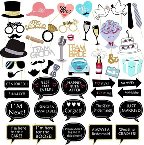 52PCS Bride Photo Props Booth Wedding Decoration Party Supplies