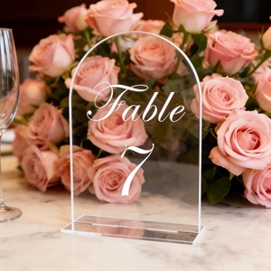 Transparent Acrylic Arch-Shaped Seat Cards DIY Numbered Wedding Party Table Decor Signs Ornaments