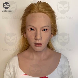 Realistic Silicone Woman Mask Blonde Beauty Handmade Real Skin For Halloween Easter Masque Actor Cosplay Movie Shooting