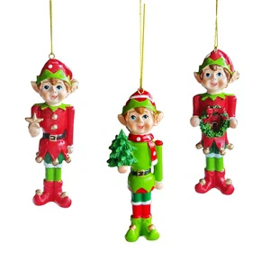 Wholesale Hand-Painted Resin Elf Ornaments Christmas Hanging Decor Pendant for Tree Decorations