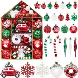 72 Pcs Christmas Ball Ornaments, Christmas Balls with Hanging Loops for Christmas Tree Hanging Decoration for Wedding, Party
