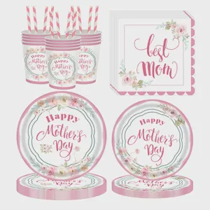 Mother's Day Flower Theme Disposable Tableware Party Decoration Set