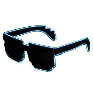 Blue Color Mine Craft EL Wire Glasses Led Glowing Glasses Party Led Glasses