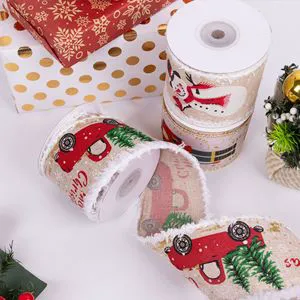 Eco-Friendly Christmas Decorative Knitted Ribbon with Powder Printing Solid Color Custom Home Textile Ribbon