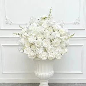 White Rose Luxury Artificial Flower Ball Wedding Decor Table Centerpieces Flower Decor Accessories Floral Arrangement Event Prop