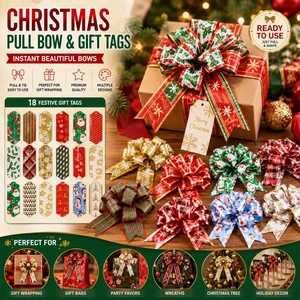 MSD Custom Christmas Ribbon Pull Bow Set With Gift Tags For Gift Wrapping, Holiday Decoration & OEM Wholesale