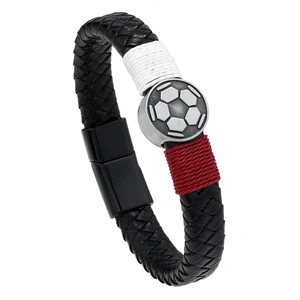 Wholesale Football Fans Punk Rock Men's Bangle Hip Hop Trendy Leather Alloy Magnetic Clasp Wristband Bracelet Daily Life Wear