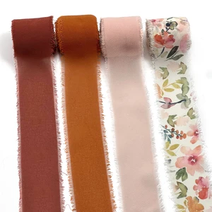 Handmade Frayed Edge Fringed Floral Christmas Chiffon Ribbon Perfect For Christmas Decoratiobn