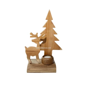 Handmade Wooden Deer Christmas Tree Decorative Stand and Accessories for Christmas Decoration