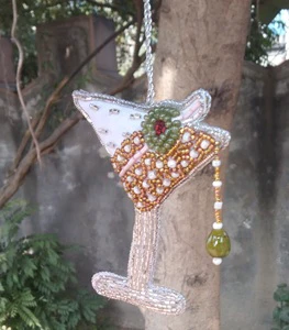 Modern Style High Quality White Zari 4 Inches Christmas Decorations Jaunty Brand India Christmas Gifts