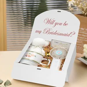 10pcs 10.6x7.8x3.1 Inch Kraft Paper Gift Boxes Lids White Ribbon Stamping Folder For Bridesmaid Proposals Birthdays Cupcakes