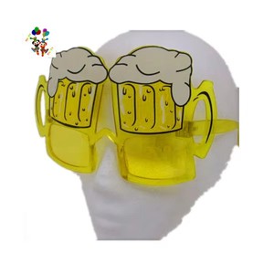 Cheap Plastic Novelty Yellow Color Funny Beer Cup Shape Party Sunglasses HPC-0678