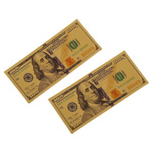 Hundred Dollar Bills Gold Foil Plated Games Movie Prop Party Supplies Souvenir Banknotes USA Dollar Plastic Prop Money