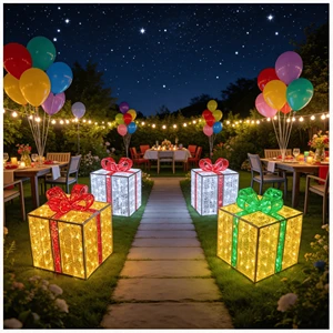 Wholesale Festive IP65 Outdoor LED Gift Box High Brightness Christmas New Year Light Effect Remote Control For Landscape Garden Home
