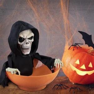 KI Store Halloween House Decoration Voice Control Ghost Toys with Motion Sensor Skeleton Candy Bowl for Party Supply