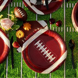 OEM 9-Inch Football Sports Themed Disposable Paper Plates Hot Selling Modern Style Parties Party Tableware Table Decorations