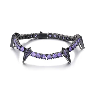 Popular Fashion Tennis Bracelet for Men and Women Beast-Toothed Zircon Charm with Black Panther Chic Hip Hop CZ Bracelet