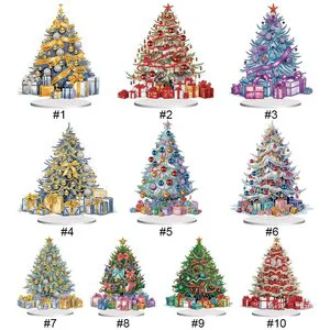 Colorful Christmas Tree Acrylic Table Stand Craft with Rhinestone Diy