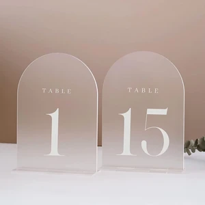 SSJ Factory Wholesale Customized 3MM Thick Acrylic Arched Eco-friendly UV Printed Polished Modern Place Cards Table Numbers for