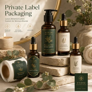Custom Luxury Botanical Skincare Labels Private Label Essential Oil Bottle Stickers Gold Foil Waterproof Adhesive Roll Packaging