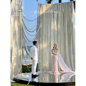 SPRING PLANTING Wedding Backdrop Elegant Foam Ball Garland Pearl String Curtain For Wedding Party Decoration