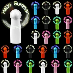 Custom Portable Mini LED Handheld Fan With Light-Up Message Display Programmable Text Message Halloween Party Favors Wand