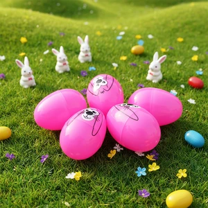 Plastic Easter Egg Decoration with Mouse Letterpress Printing 6*4.2cm Classic Style