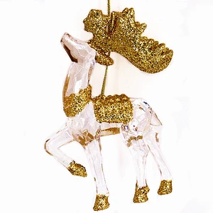 Plastic Reindeer With Glitter Christmas Ornaments Festival Indoor Party Christmas Decoration Supplier Christmas Deer Ornament