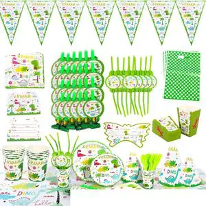 Dinosaur Theme Birthday Party Set Paper Towel Paper Cup Paper Plate Knife Fork Spoon Kit Decoration Tableware