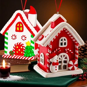 Custom Christmas Tree Led Gingerbread Houses Claus Pine Needles Snowman Glowing Hanging Ornaments Santa View Holiday Gift Decor