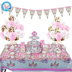 Unicorn Birthday Party Supplies Party Tableware Tablecloth Paper Cups Plates Kids Baby Shower Decor unicorn Party Decoration