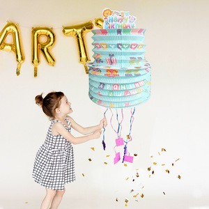 New Mini Pull String Pina Decoration Toy Pinata Game Prop Party Game Props Cupcake Pinata Hanging Birthday Party Props