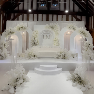 Wedding Decoration & Supplies Wholesale Luxury White Metal Stage Iron Backdrop Display Arch Simple Event Stand Panel for Wedding Party Decorative Supplies