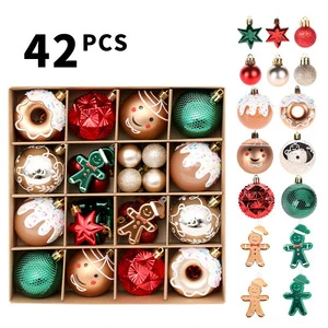 Ychon Hot Selling Christmas Ball Decorations Exquisite Colored Plastic Christmas Ball Set Christmas Tree Hanging Ornaments