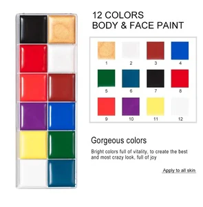 40g 12-Color Face Makeup Paint Palette for Birthday Carnival School & Halloween Events Body Painting Supplies