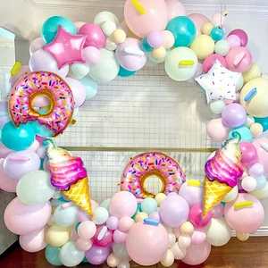 Cute 121Pcs/set Food Theme Balloons Garland Arch Kit for Birthday Party Background Wall Decoration