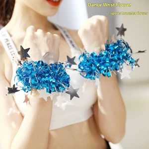 Colorful Striped Sports Bracelet for Dance Performance Cheerful Hand Accessory for Back School Graduation Parties Wrist Flowers