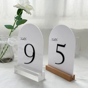 Customized White Acrylic Table Number Card with Hot Stamping Process, Wedding Supplies List, Dining Table and Table Card